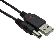 USB 2.0 Male to 5V DC Power 5.5mm Barrel Jack Power Supply Connector Cable Cord