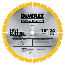 DEWALT DW3112 Series 20 10-Inch 24 Tooth ATB Thin Kerf Saw Blade with 5/8-Inc...