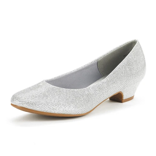 Zapatos de salón clásicos sin cordones de tacón grueso bajo con punta cerrada para mujer - Imagen 14 de 17