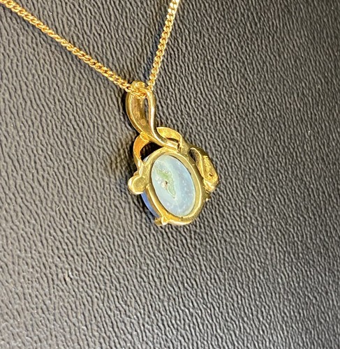 GENUINE Diamond and Solid Black Opal Pendant 18ct 18k Yellow Gold 1.7 grams NEW - Picture 5 of 12