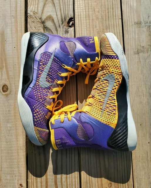 Nike Kobe 9 IX Elite High Sz 11 Purple Yellow Showtime Lakers 630847-500 Mamba | eBay