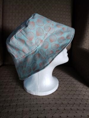 Bucket Hat, handmade, Pastel Green/Peach Shells | eBay