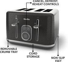Breville VTR020 Aura 4 Slice Toaster Shimmer Grey Touch Control High Lift