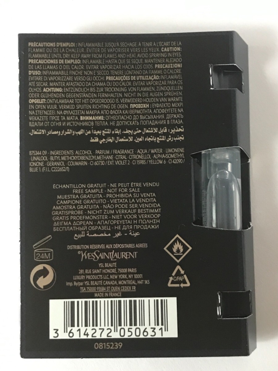 2 X YSL Y for Men Cologne EDP Spray Vial Sample 0.04 oz / 1.2 ml