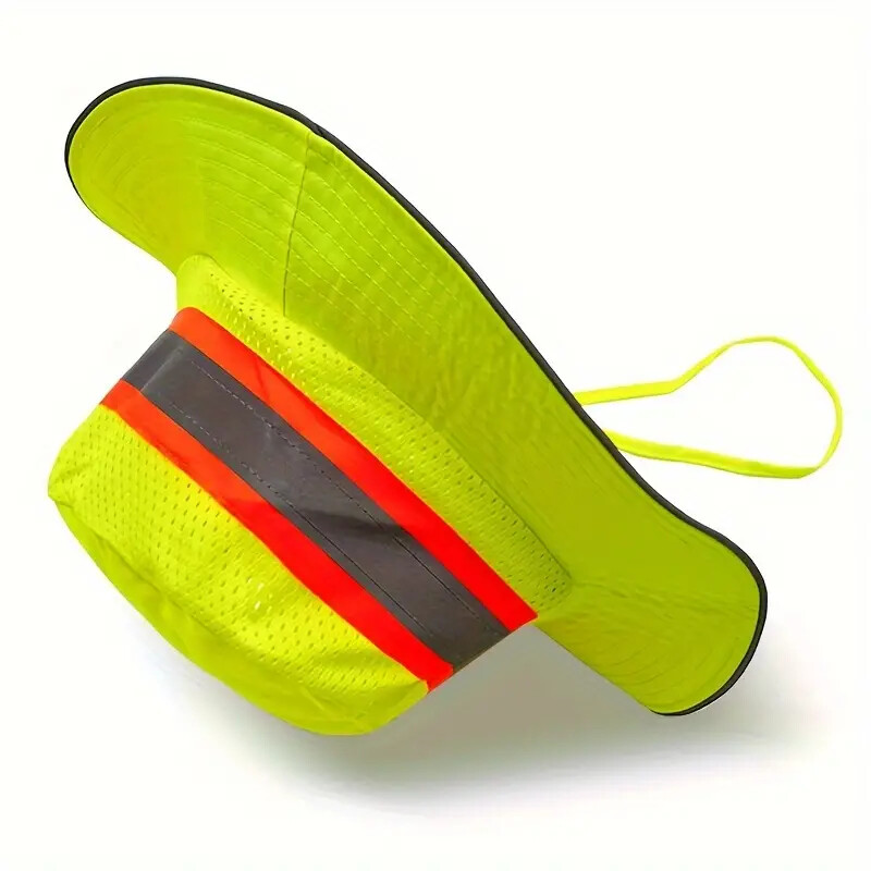 Hi Vis Reflective Work Safety Neck Flap Boonie Hat  Bucket Cap