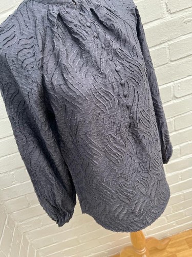 Mint Velvet Blouse Grey High Neck Buttoned Jacquard Rouleau Size XS - Picture 8 of 10