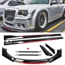 Gloss Black Strut Rod Front Bumper Lip Spoiler Splitter For Chrysler 300 L