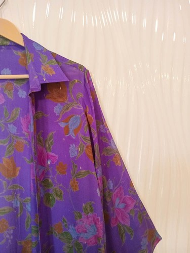 Langer Kimono Jacke Cape mit Seitenschlitzen, 100% Chiffon Seide transparent leicht JKO1006 - Bild 3 von 7