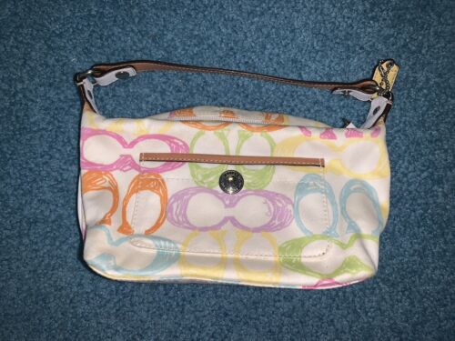 Coach Mini Bag White Vintage With Multicolored C Design AMAZING SHAPE | eBay Coach Mini Bag White Vintage With Multicolored C Design AMAZING SHAPE | eBay