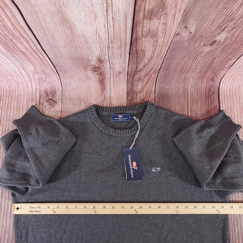 NWT Vineyard Vines Mens Large Charcoal Heather Cotton Crewneck Whale Sweater - Picture 15 of 16