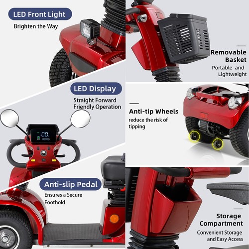 4 Wheel Mobility Scooter 500W Powered 48V 20AH Battery for Seniors Adluts - Picture 7 of 15