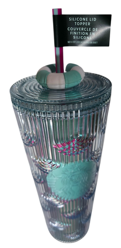Starbucks Shell Color Shifting Blue Pool Flotty Paille Charm Tumbler 24 oz Neuf avec étiquette