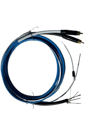 Belden Audiophile Turntable Phono RCA to Open Blue Cable Pair w/Ground Wire