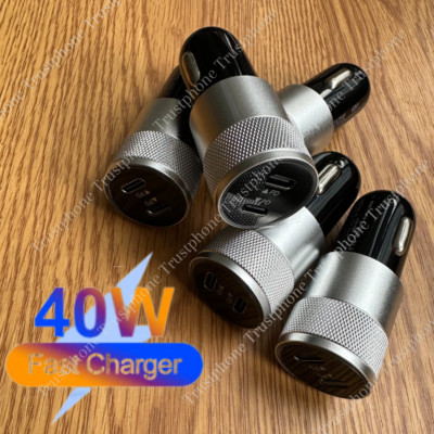 Car Charger 40W Dual PD USB-C Fast Adapter For iPhone 15 14 13 12 11 Pro Max