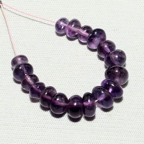 20.30cts Natural Amethyst Rondelle Beads Loose Gemstone 17pcs Size 6mm To 7mm - Picture 3 of 6