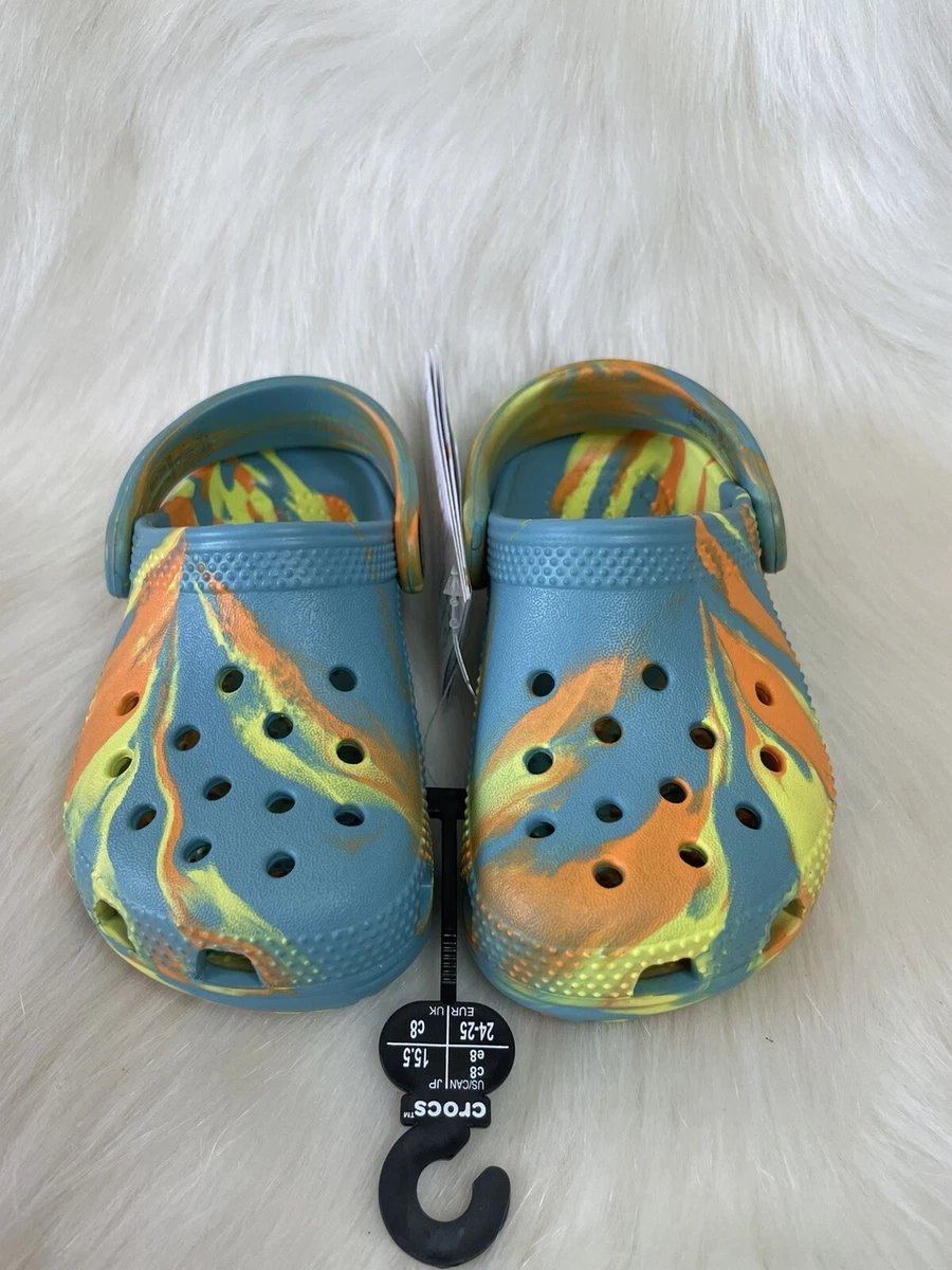 Marble Clog Crocs Shoes | NEW Orange size Kids C8 Blue Yellow eBay