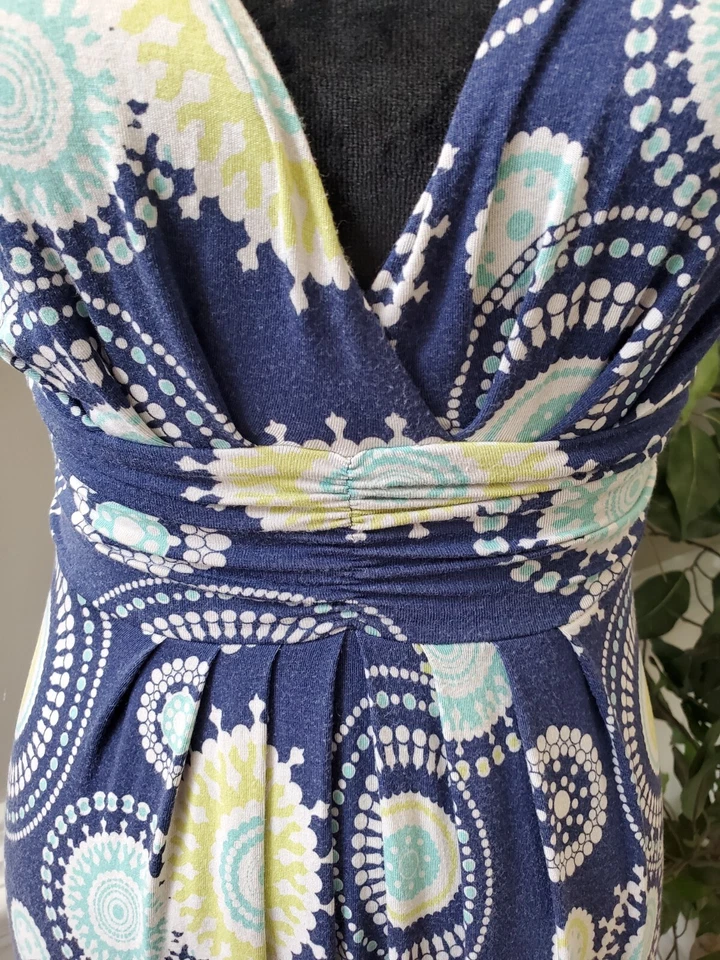 Maxi Vestido Para Mujer Tart Azul Modal Sin Mangas Cuello en V Causal Largo Talla X-Pequeño Foto 3 de 4