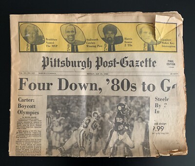 Pittsburgh Steelers NFL Post-Gazette Four Down, 80s to Go Newspaper (1980)