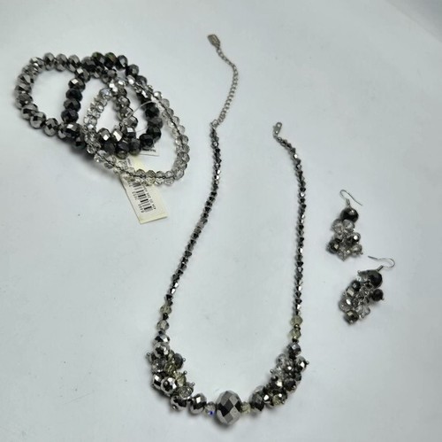 You and I Necklace Earrings Bracelet Jewelry Set Silver Tone Demi Parure Estate - Picture 2 of 8