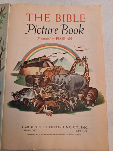 THE BIBLE PICTURE BOOK Hardcover with Dust Cover / FLORIAN Illustration 1945 - Foto 4 di 16