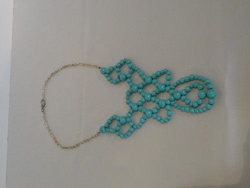 Vintage Türkis PERLENKETTE aufwendiges Perlenmuster - Bild 2 von 7