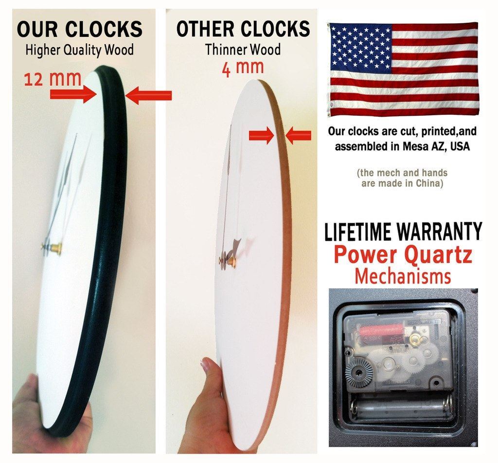 French Tower Wall Clock, Ultra , Ultra Quiet, 8 sizes! Lifetime warranty
