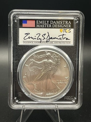 2022 W MS70 PCGS Silver Eagle SIGNED EMILY DAMSTRA