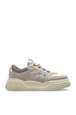 FENDI Force Gray Leather Sneakers New & Authentic