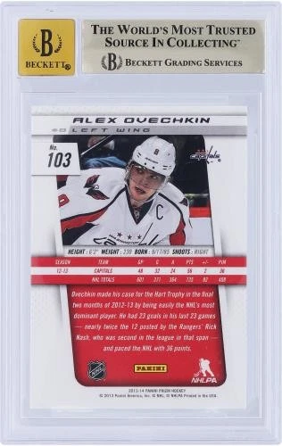 Tarjeta firmada por Alexander Ovechkin Capitals 2013-14 Panini Prizm #103 BAS 9,5/10 Foto 2 de 3
