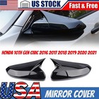 2X For Honda 10th Civic 2016~2021 Rearview Side Mirror Cover Cap Gloss Black L+R