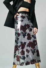 Smythe Sequin Midi Skirt  Black Silver women size S