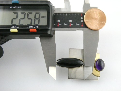 Vintage Gold Fill Sterling Silver Mixed Metals Amethyst Onyx Pin Brooch 6g 1.5In - Picture 14 of 22