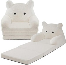 Cute Bear 2-in-1 Foldable Toddler Kids Sofa Convertible Lounger Washable Cover