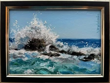 IMPRESSIONISM Original Oil Painting Landscape Seascape, ocean, ​​wave