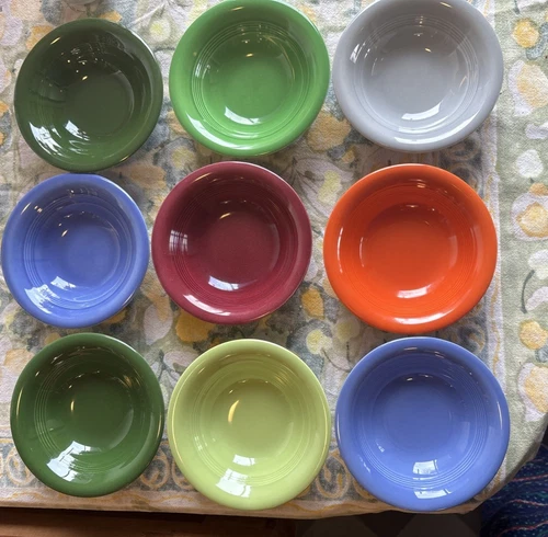 Set of 9 Homer Laughlin Harlequin Fiesta Ware 5 3/4" Fruit Bowls Assorted Colors