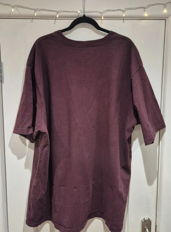 Carhartt Men's Short Sleeve T-Shirt Loose Fit Shirt Vintage Top Burgundy 2XL - Image 2 of 4