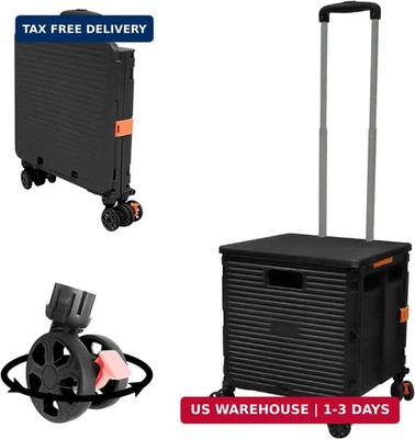 SELORSS Foldable Utility Cart Folding Portable Rolling Crate Handcart wi