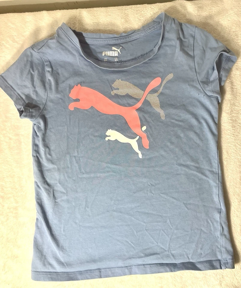Lote Ropa Atlética Puma Niñas Camiseta Azul Rosa Chaqueta Negro Pantalones Cortos Talla 7 Foto 2 de 4
