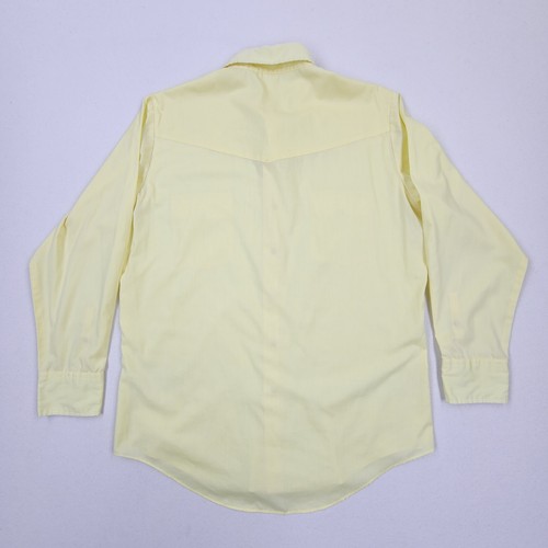 VTG 70s Malco Modes Western Pearl Snap Button Up Lemon Yellow Shirt Sz 16.5 33 - Picture 5 of 13