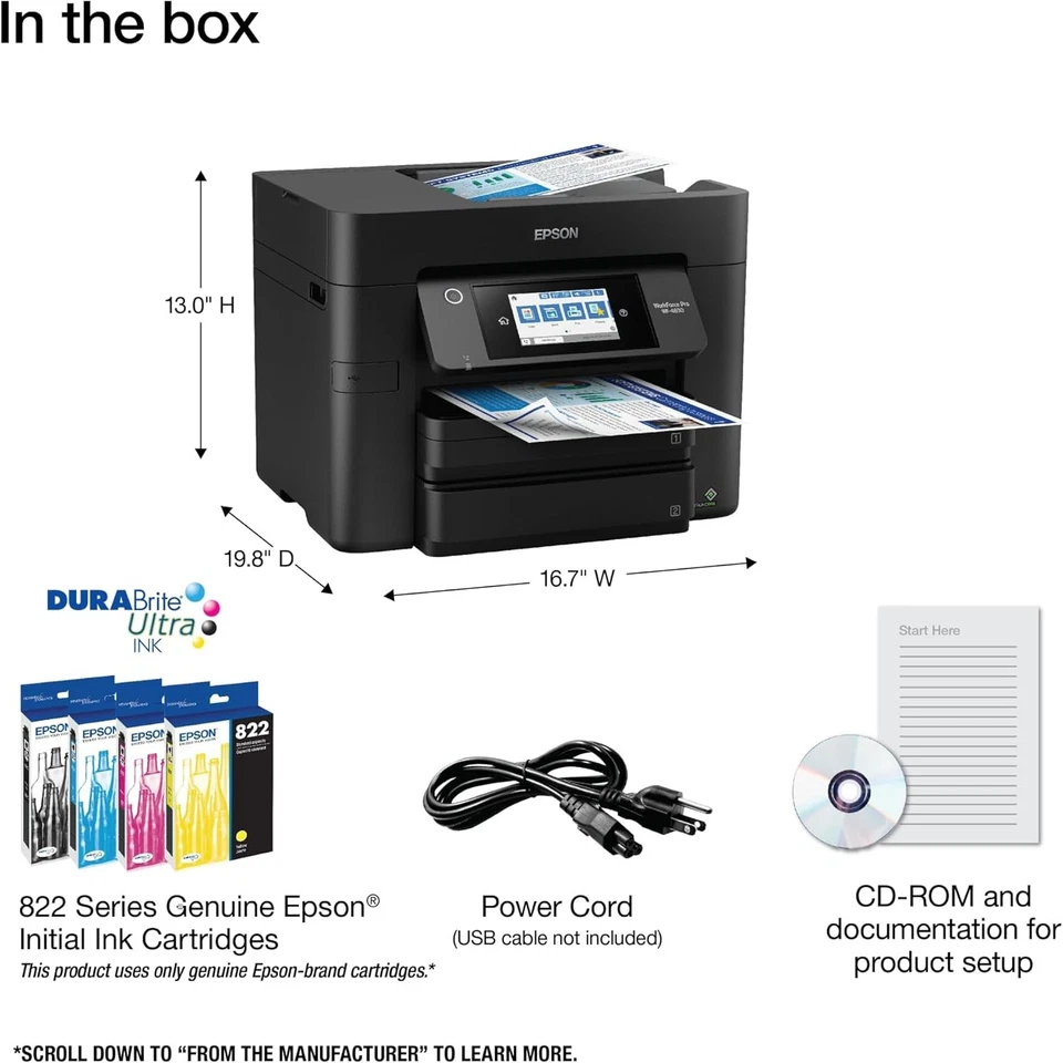 Epson Workforce Pro WF-4833 All-in-One Color Inkjet Printer 25 ppm Copier Scaner - Image 4 of 4