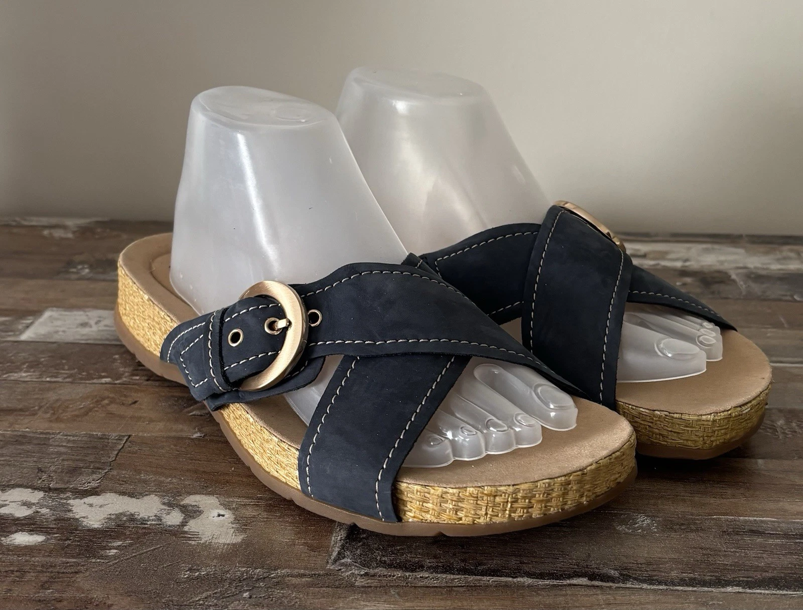 Clarks Reileigh May sandalo in pelle donna blu navy 11