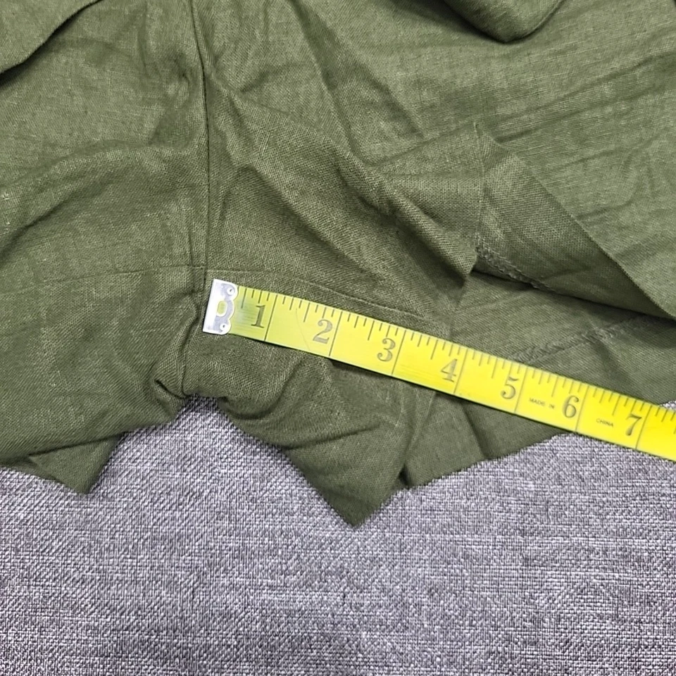 Pantalones Cortos Dalia Mujer Todos los Días Moda Lino Rayón Cinturón con Bolsillos Talla Mediana Verde Foto 4 de 4