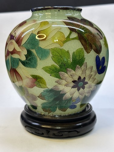 Japanese Plique-à-jour Cloisonne vase Millefleur Perfect - Picture 11 of 24