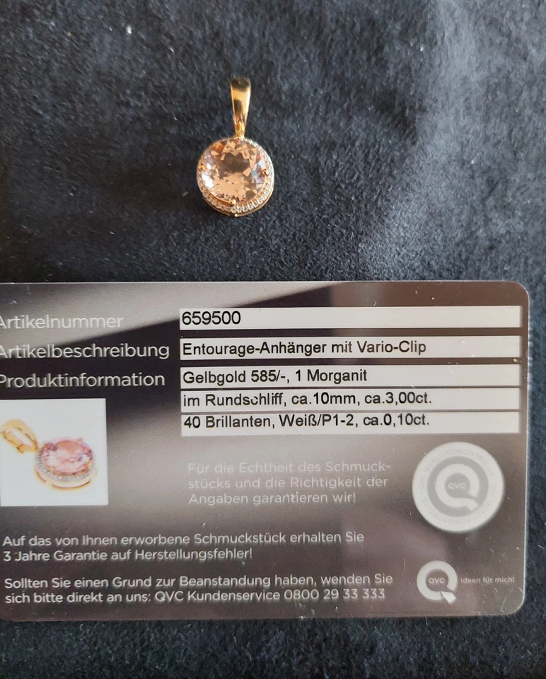 Morganit Entourage Anhänger 585 Gold ungetragen