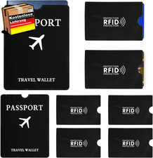 RFID Blocker Kartenhüllen Reisepasshüllen EC Kreditkarten Schutz Set 8 Stück