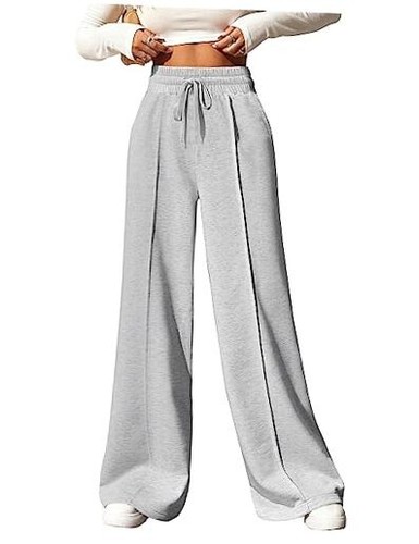 Wide Leg Sweatpants for Women Casual Elastic High Waisted Drawstring Long