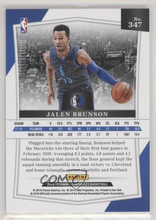 2018-19 Panini Chronicles Majestic /249 Jalen Brunson #347 Rookie RC - Image 2 of 2