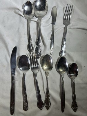 VTG 10 pcs Mix Forks Knives Spoons Oneida Cosmos Japan Korea Stainless Flatware