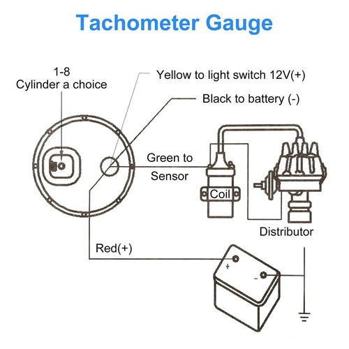 Chrome Bracket Blue LED Lighting 3 75 Car Tachometer Gauge Meter 08000 RPM - Picture 10 of 12