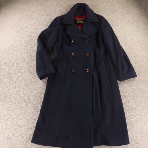 VTG Regency Coat Womens M Navy Blue 100% Cashmere Double Breasted 60s